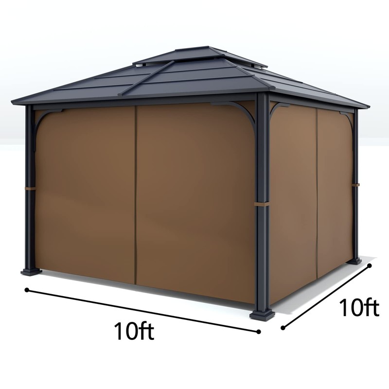 Gazebo Universal Replacement Privacy Curtain - Wonwon 10x10, Brown gallery