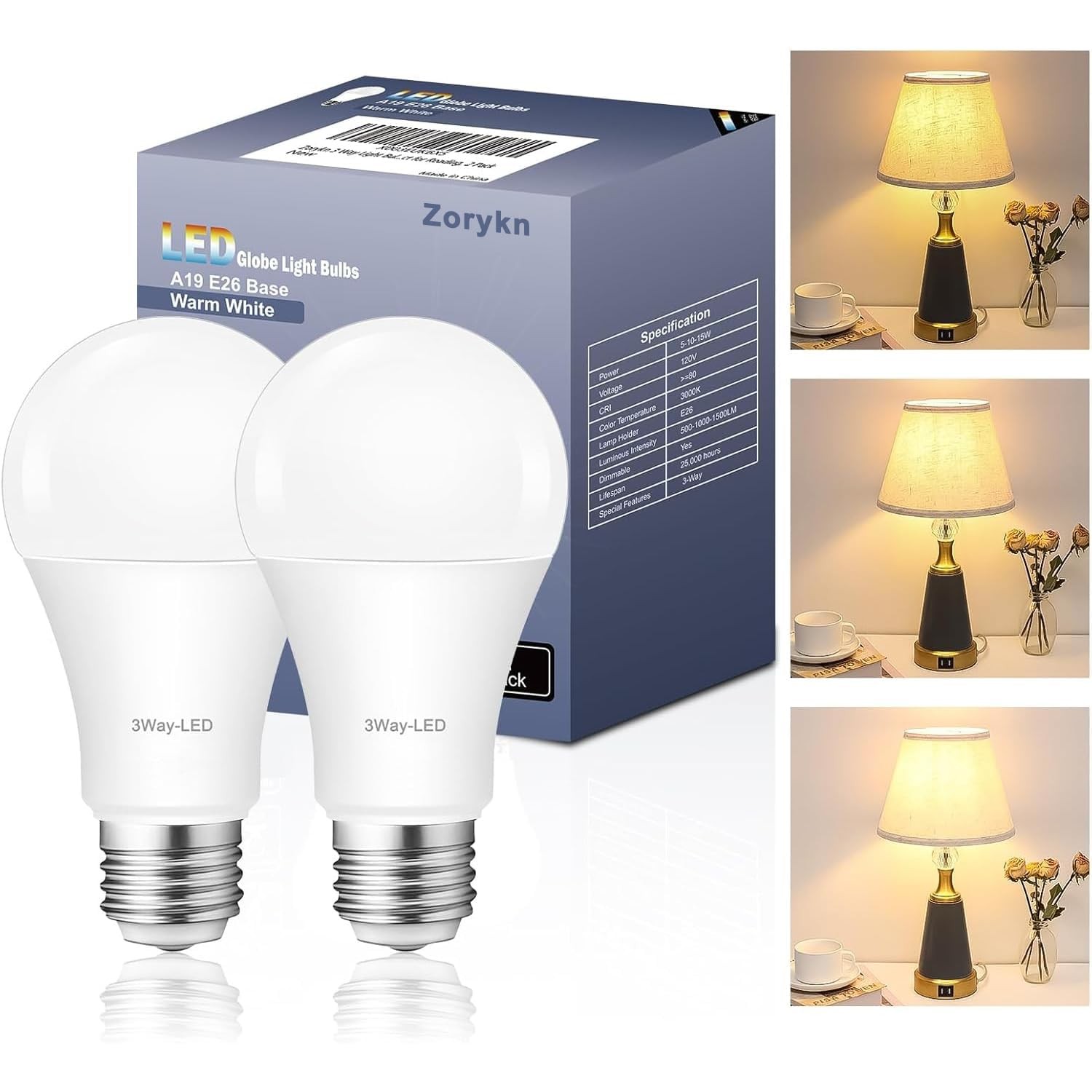 3 Way Light Bulbs 50 100 150 Warm White, A19 3000K, 5/10/15W Energy Saving 50... gallery