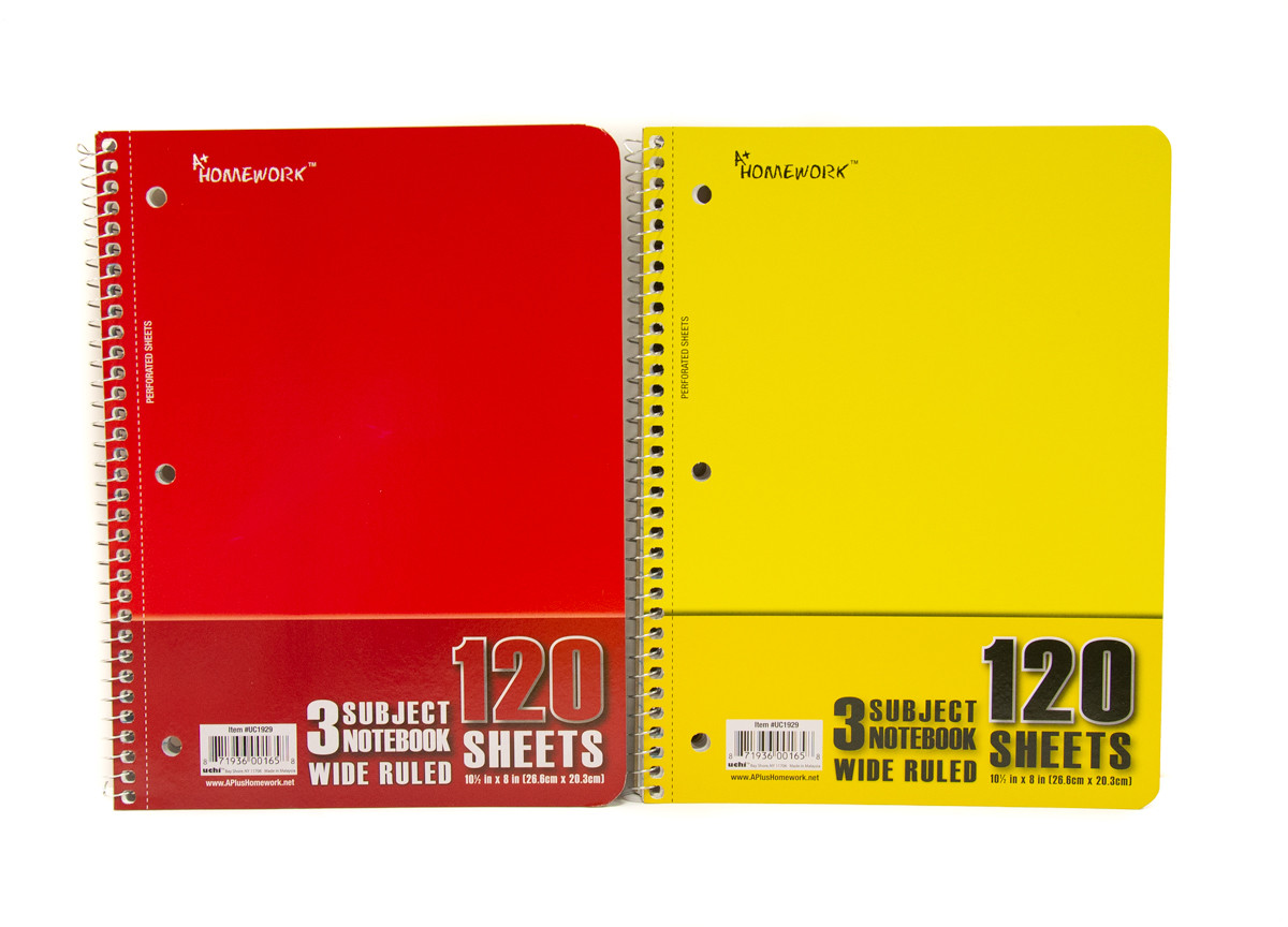 24 3 Subject Spiral Notebooks - 120 Sheets Wide Ruled - 10.5" x 8" gallery