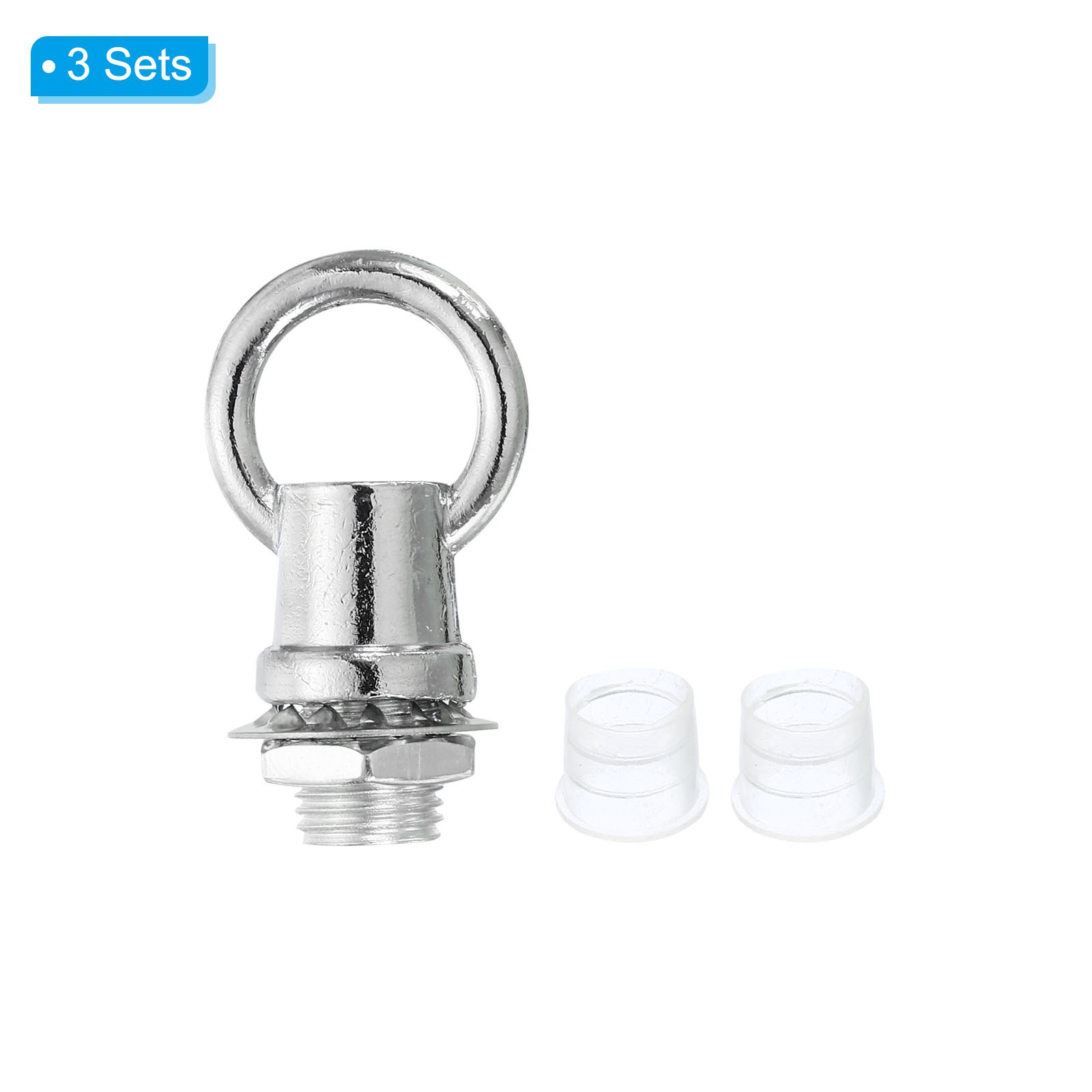 3set 8kg M10 Thread Lifting Eye Nut Female Loop Holder 14mm Hook Ring Silver gallery