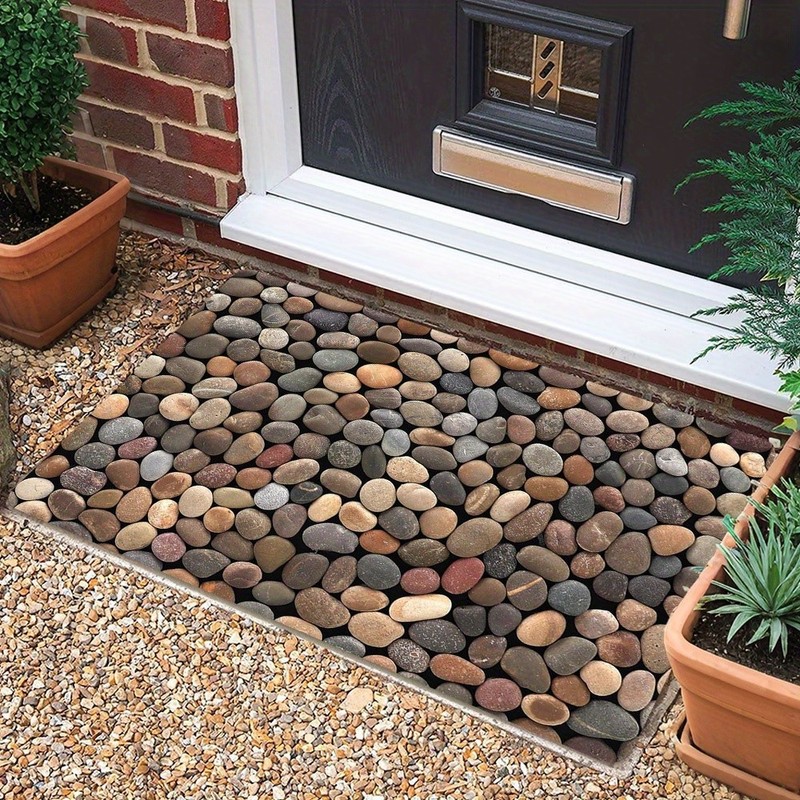 Stone Pebble Texture Welcome Doormat - Indoor/Outdoor Mat, Pebble Mat Decor √ gallery