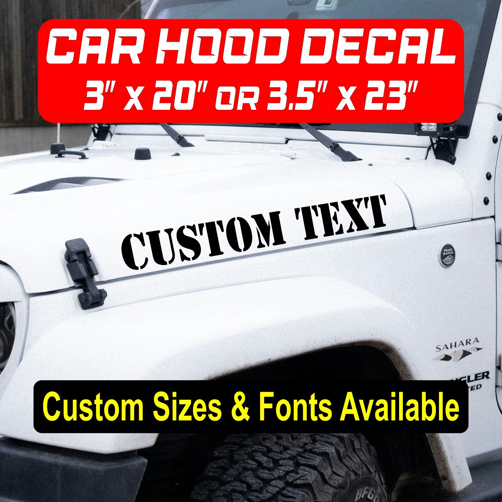 Custom Hood Decal - Car Name Decal for Truck, Jeep, SUV, Race Car, Vinyl Letters gallery