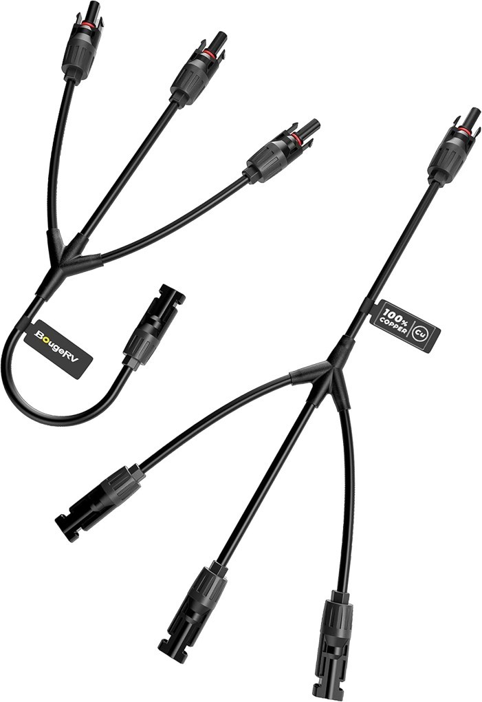 Solar Panel Parallel Connectors Y Branch 1 to 3 Male Female Wire Plug Kit gallery