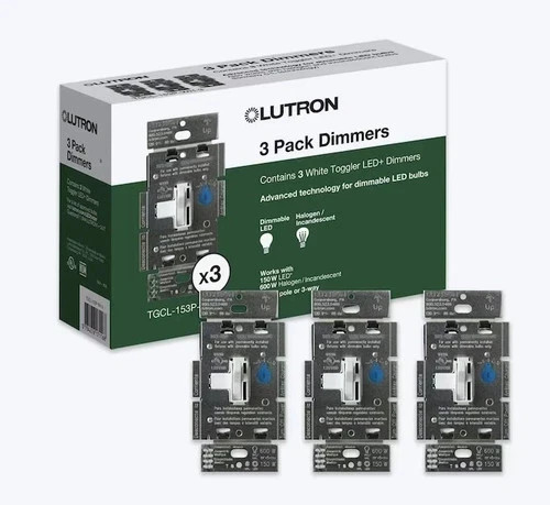 Lutron Toggler LED+ Dimmer Switch 3-Pack - White (TGCL-153P-WH-3) gallery