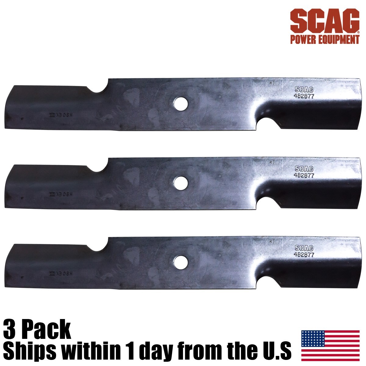 3PK Genuine OEM Scag Marbain Cutter Blades 16 1/2" High Lift for 48" Deck 482877 gallery