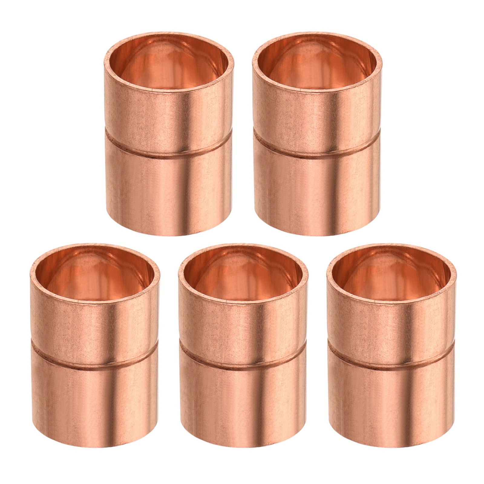 5 Pcs Copper Coupling Plumbing Straight Fitting Welding Joint Connector 2" ID gallery