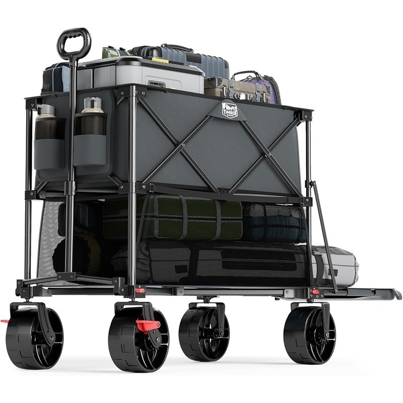 Extra Long All Terrain Folding Wagon 450lbs Load Compact Easy Maneuver New gallery