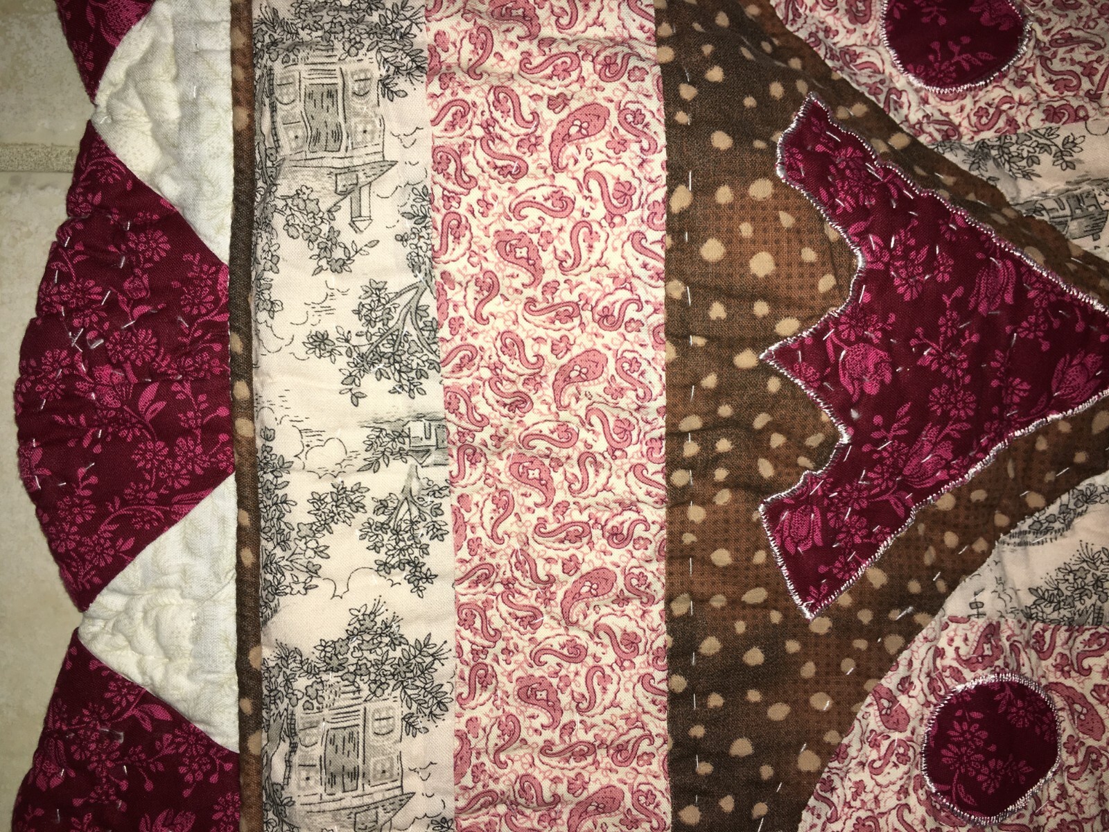 MAROON PINK BLACK IVORY STANDARD QUEEN BED PILLOW SHAM QUILTED 100% COTTON NEW gallery