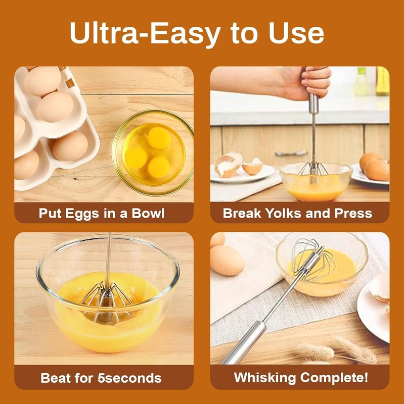 Semi-Automatic Egg Whisk Hand Push Egg Beater Stainless Steel Blender Mixer Tool gallery