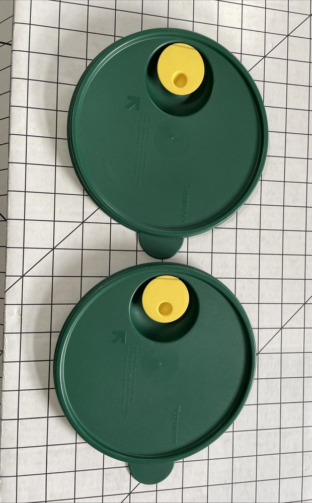2 Tupperware 2649A Replacement Lids Only Dark Green Rock n Serve Vented 7”