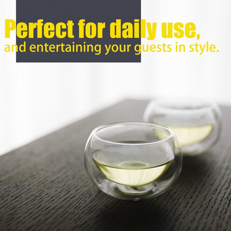 2.7oz. 80ml Tea Cups Double Wall Borosilicate Glass Tea Cups Espresso Cups He... gallery