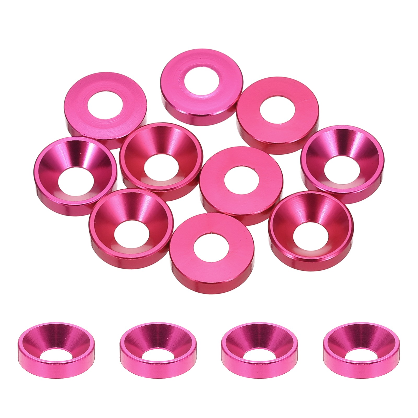 10pcs M4 Counterbore Washers, 10mm/0.39inch Aluminum Alloy for RC, Rose Red gallery