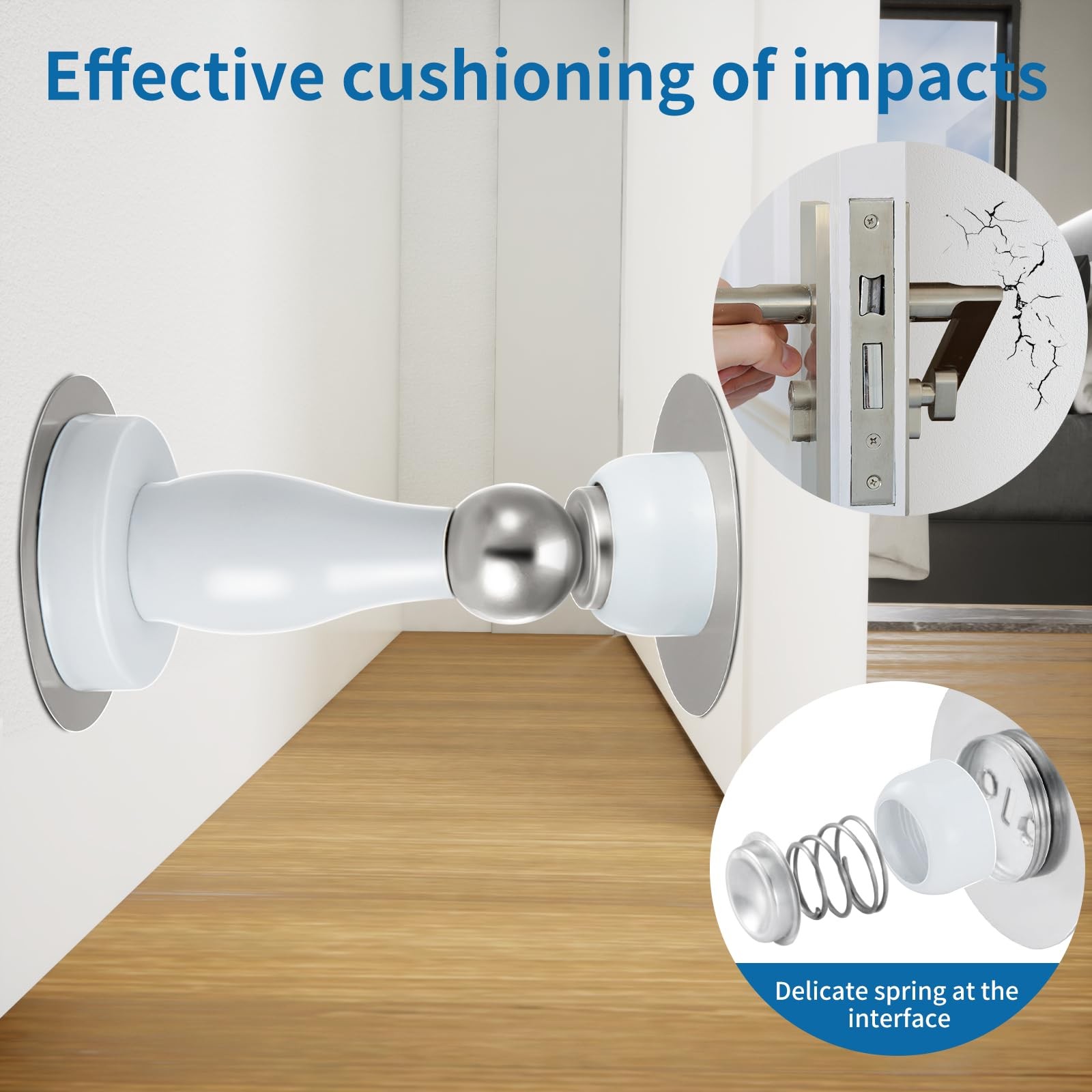 Magnetic Door Stop Stainless Steel Wall Floor Mount Door Holder White 1 Pack gallery