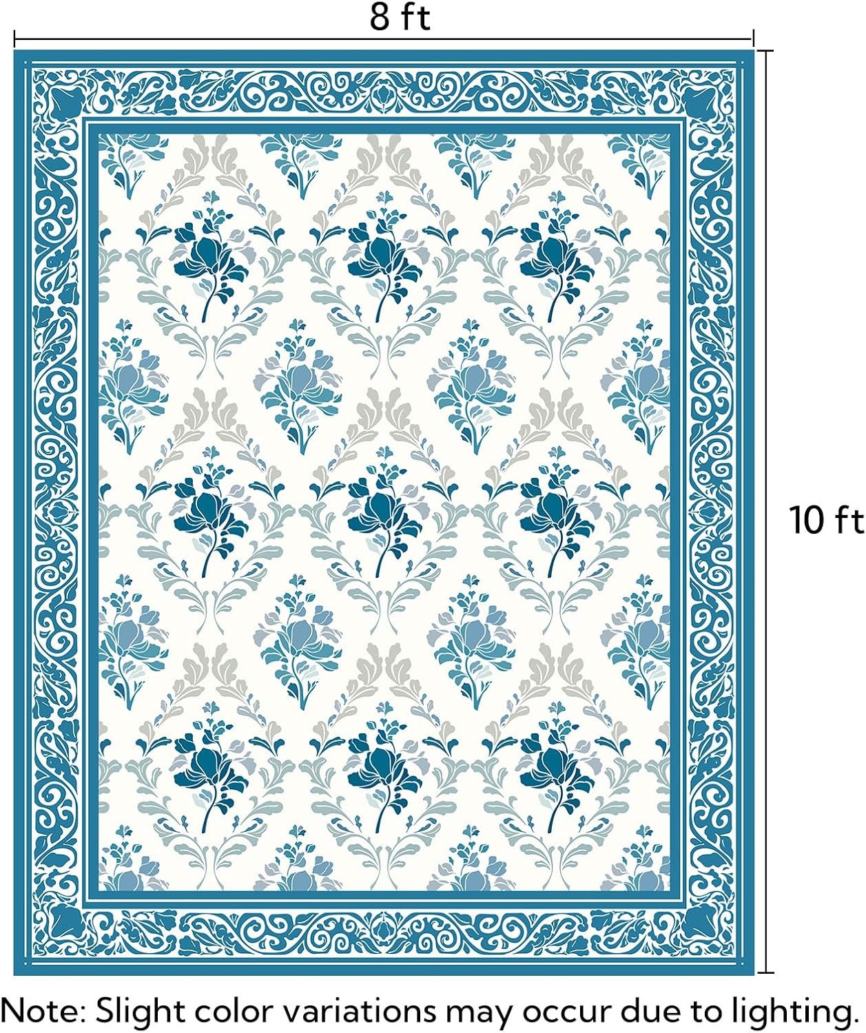 8x10 Blue Boho Washable Medium Pile Rug gallery
