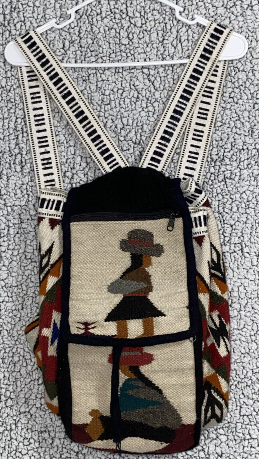 Peruvian Wool Woven Boho Backpack Hiking Book Bag