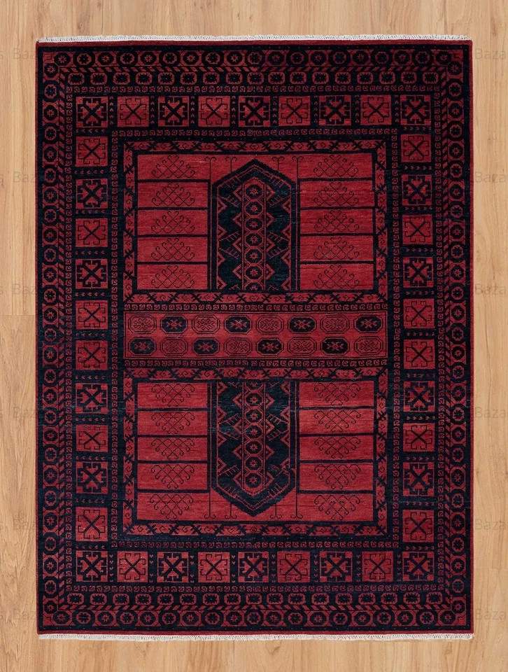 Hand Knotted Turkish Wool Rug Red Tribal Vintage Oriental Area Carpet gallery