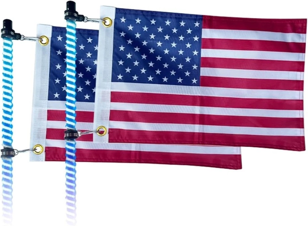 2 Pack American Flags, Offroad Flags for Whip Lights or Antenna Flag Poles, 12"