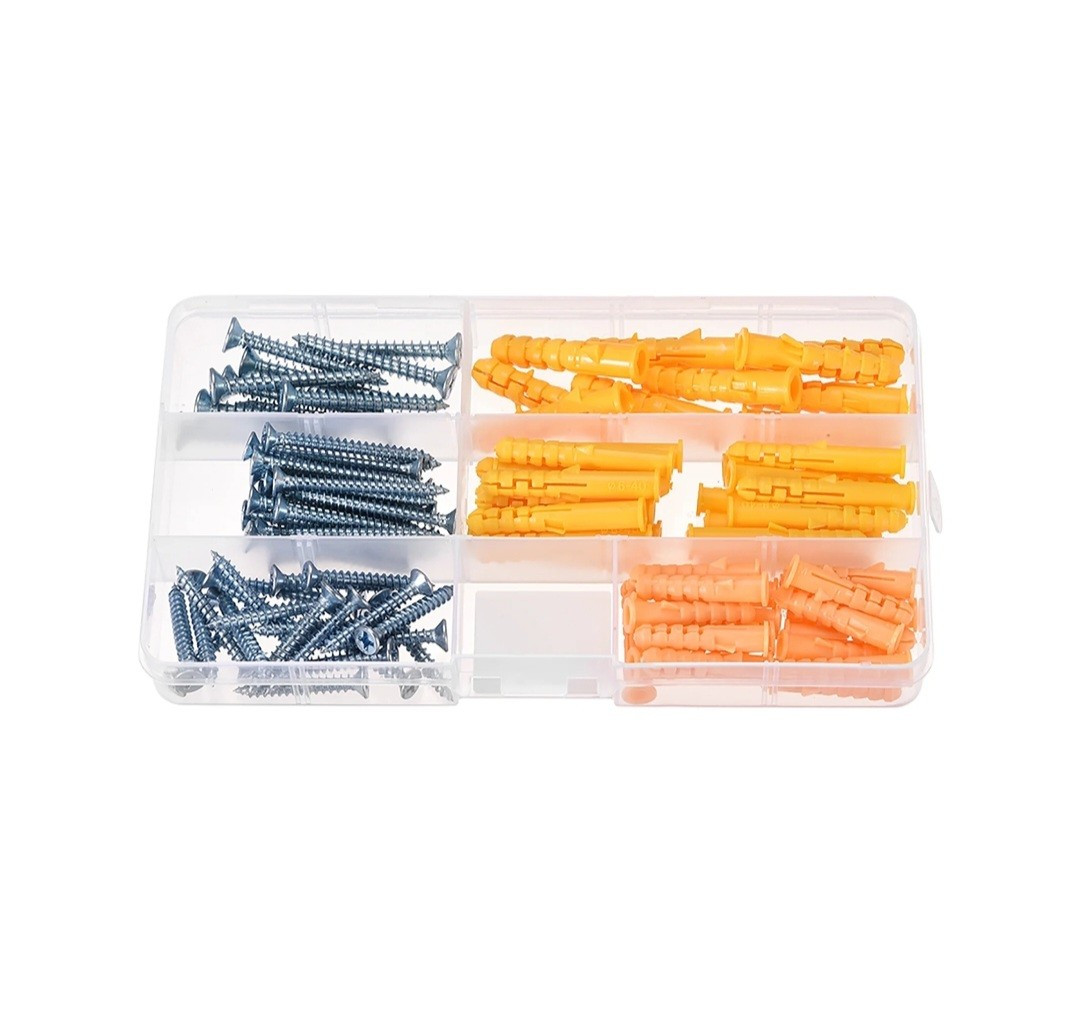 Uxcell Plastic Expansion Tube w/Screws Asst Kit for Drywall Yellow 100pcs gallery