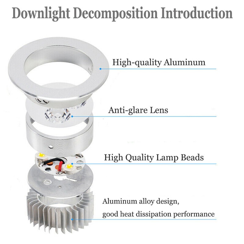 40PCS Dimmable LED Downlight 3W/5W Recessed Ceiling Light Spotlight 85V-265V US gallery