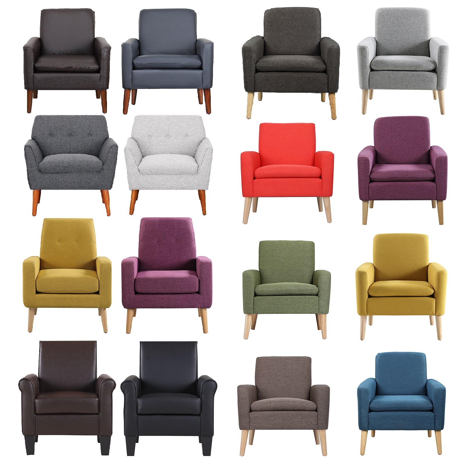 Accent Single Sofa Upholstered Fabric Chairs Arm Chair Furniture Living Room NEW gallery