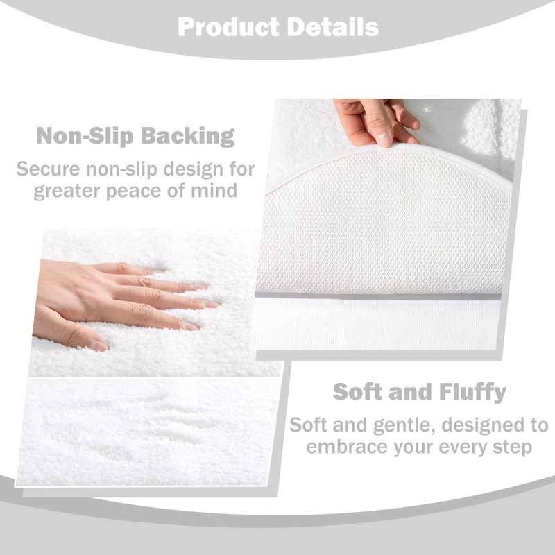 Extra Soft Non-Slip Bathroom Runner Rug 24x60, Large Absorbent Shaggy Mat, White gallery