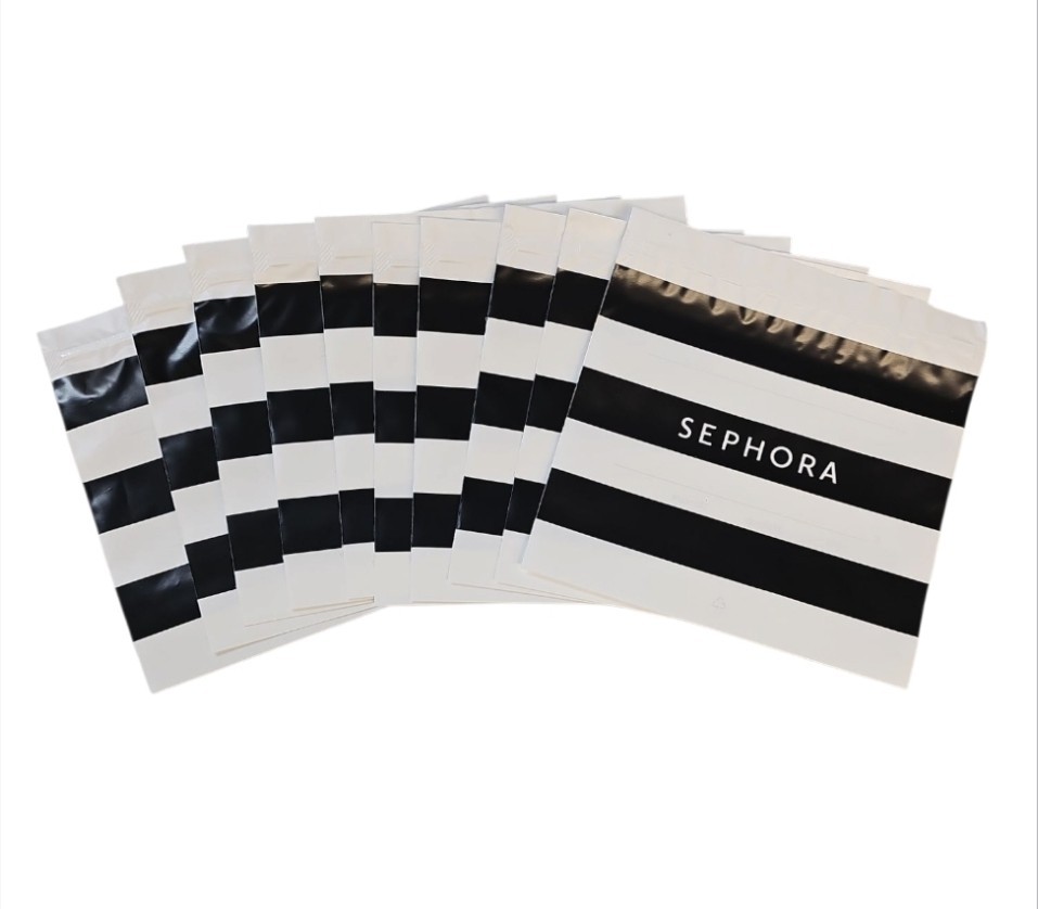 50 Sephora Bag Gift Pouch Small Branded Sealable Baggies White Black 5" x 5.25" gallery