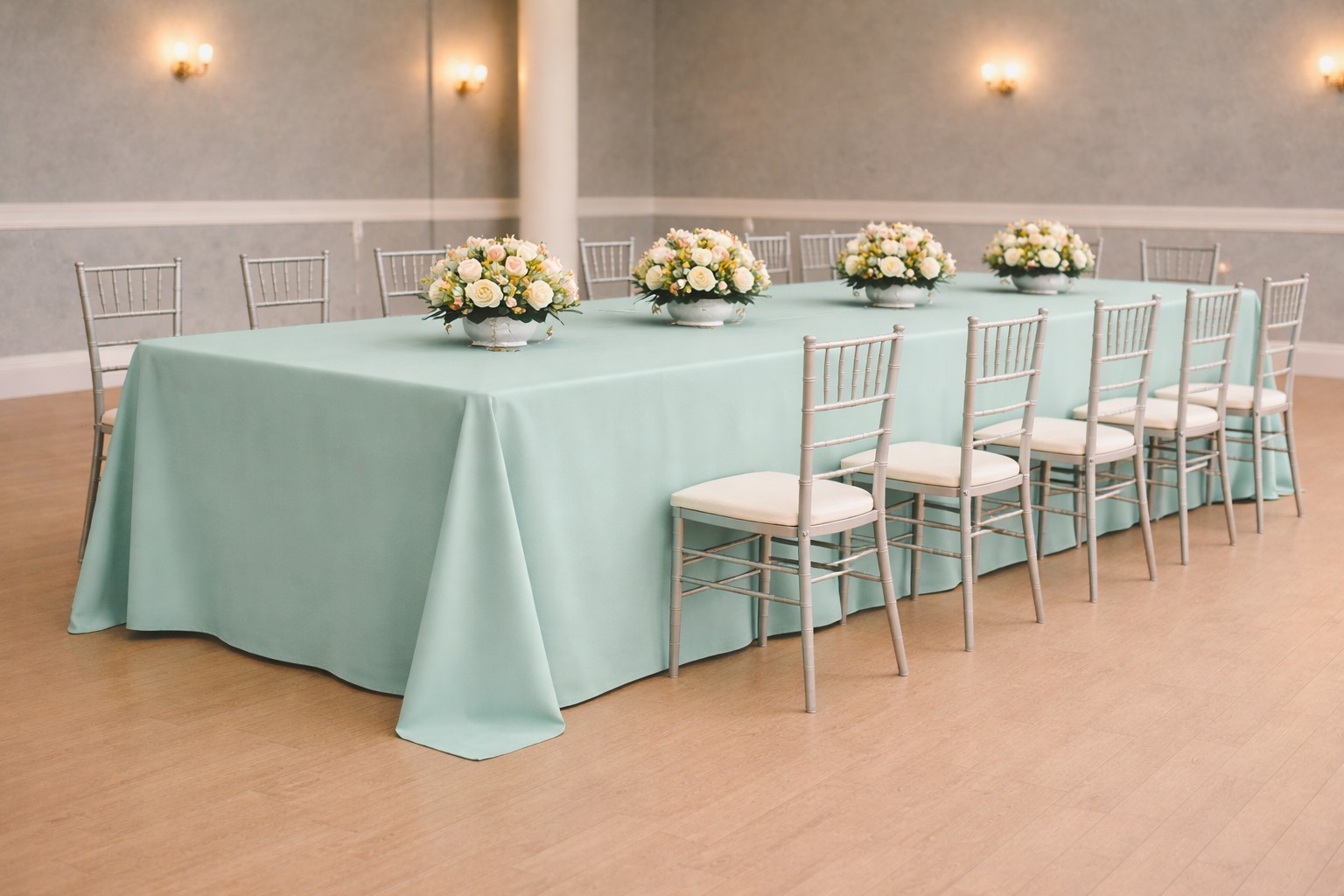 72” x 120” Seafoam Fabric Tablecloth Rectangular Lot of 5 Modern Event Linen gallery