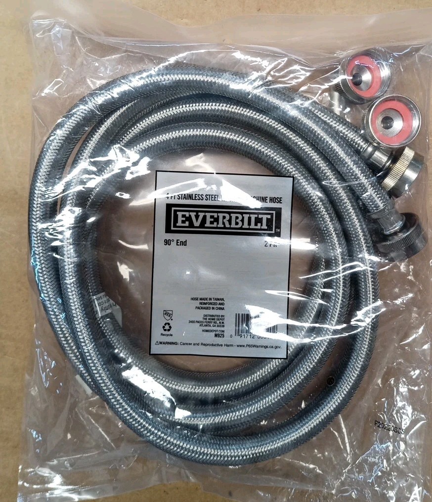 Everbilt 4 ft. Stainless Steel Washing Machine Hose Connector (2-Pack) New gallery