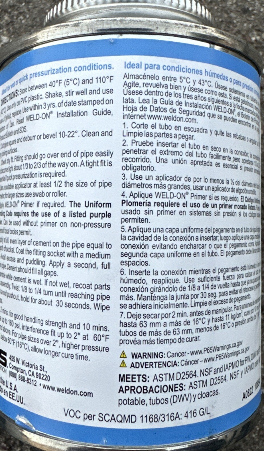 Weld On Pool ‘R Spa 747 Medium Blue Glue 8 FL OZ fades to clear in sun light New gallery