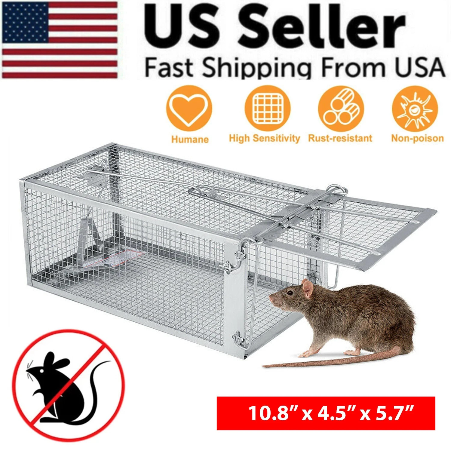 USA Mouse Trap Rat Trap Rodent Trap Live Catch Cage, Easy to Set Up and Reuse gallery