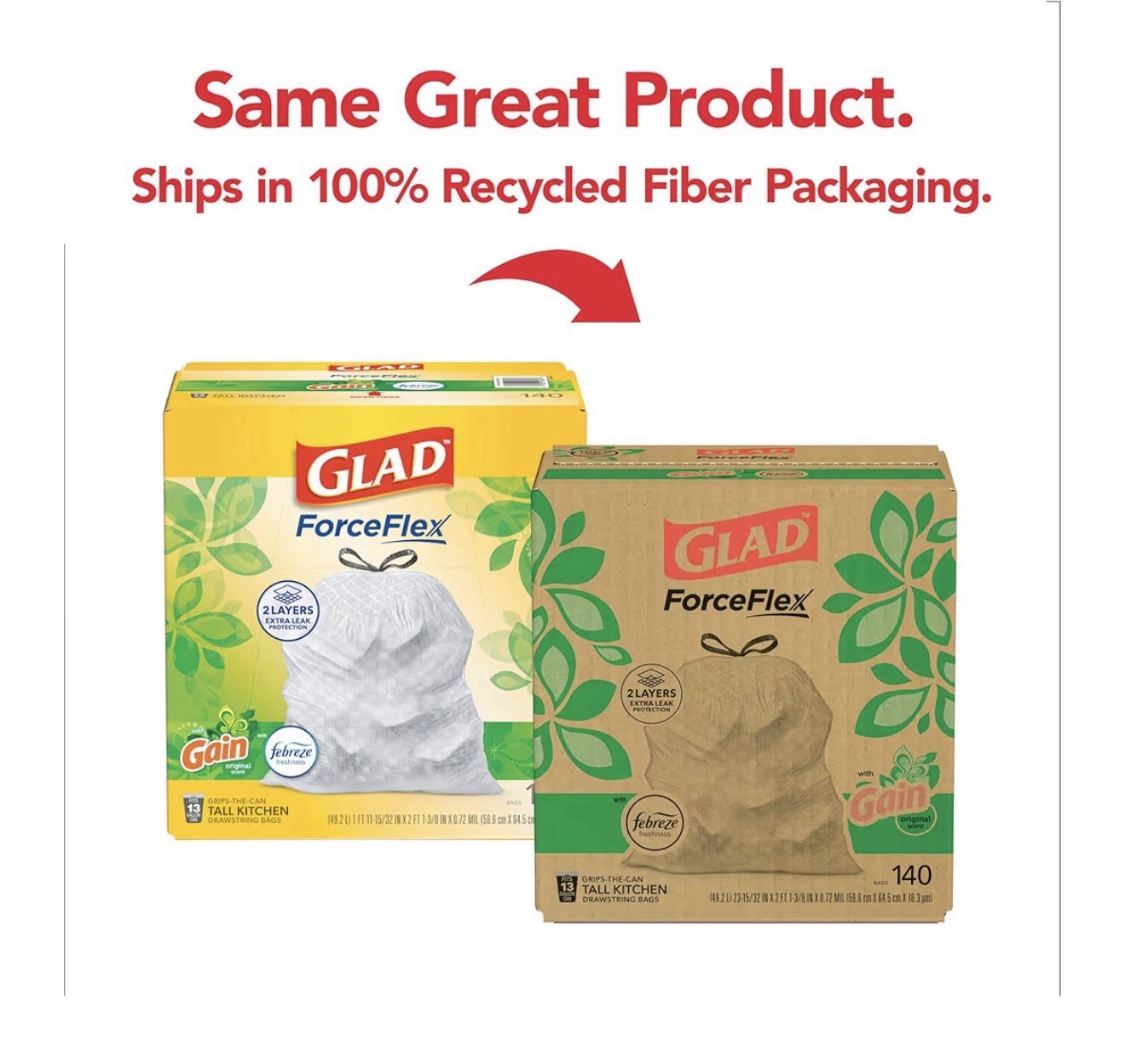 Glad ForceFlex 13 Gal Tall Kitchen Drawstring Scented Trash Bags, 140 Ct White gallery