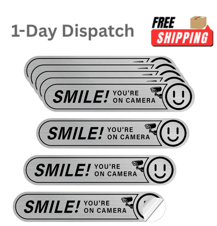 LUHIMO 8PCS Smile Youre On Camera Sticker for Car Brushed Silver 5x1 Inch gallery