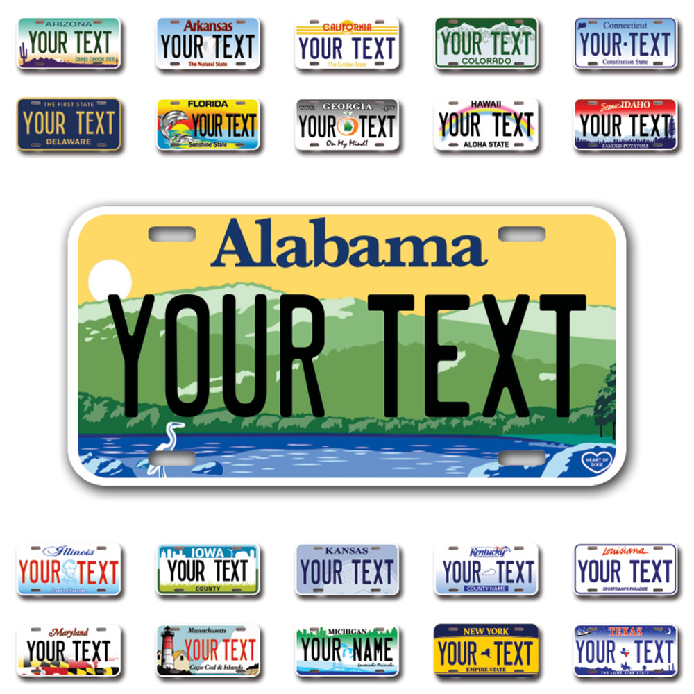 Custom Mini state Plates | All 50 Sates | 4x2 - 6x3 | name plates for bicycle