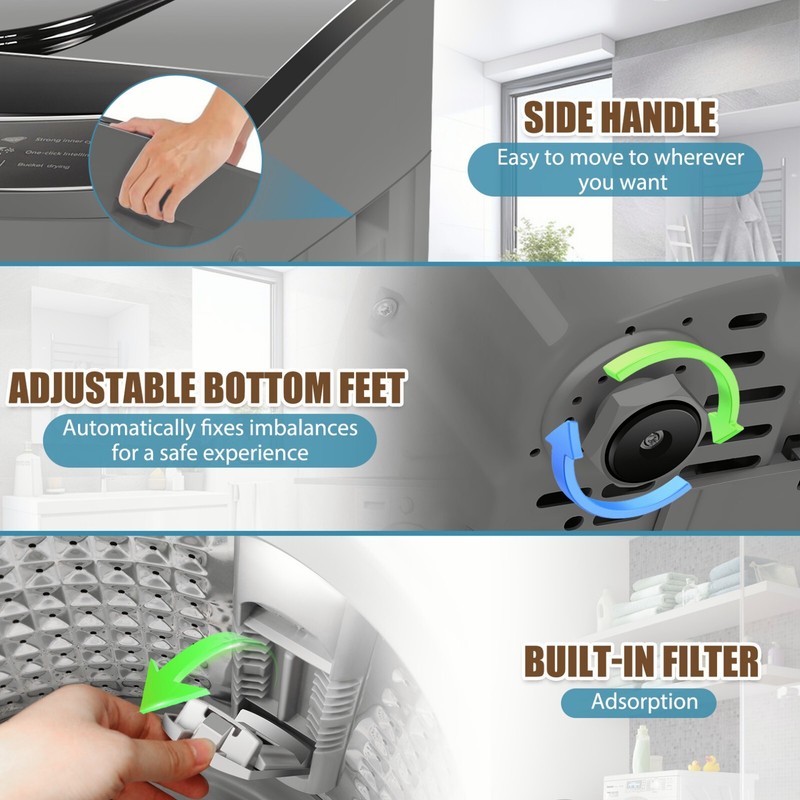 Portable Full-Automatic Washing Machine,15.6lbs Compact Washer Shock Absorption gallery