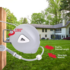 Automatic Retractable Garden Water Hose Reel Wall Mount w/100ft x 1/2″ Hose Lead