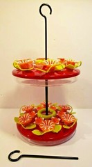 ORIENTOOLS HUMMINGBIRDS FLOWER BIRD NECTAR FEEDER RED WITH FLOWERS