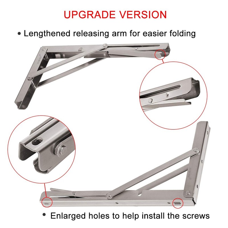 Folding Shelf Brackets 12", Max Load: 330lb Heavy Duty Stainless Steel Collapsib gallery