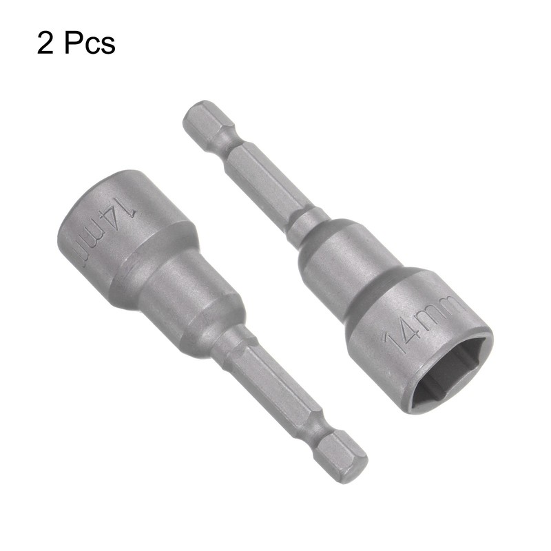 2Pcs 14mm Magnetic Hex Socket 1/4" Hex Shank Magnetic Power Nut Driver gallery