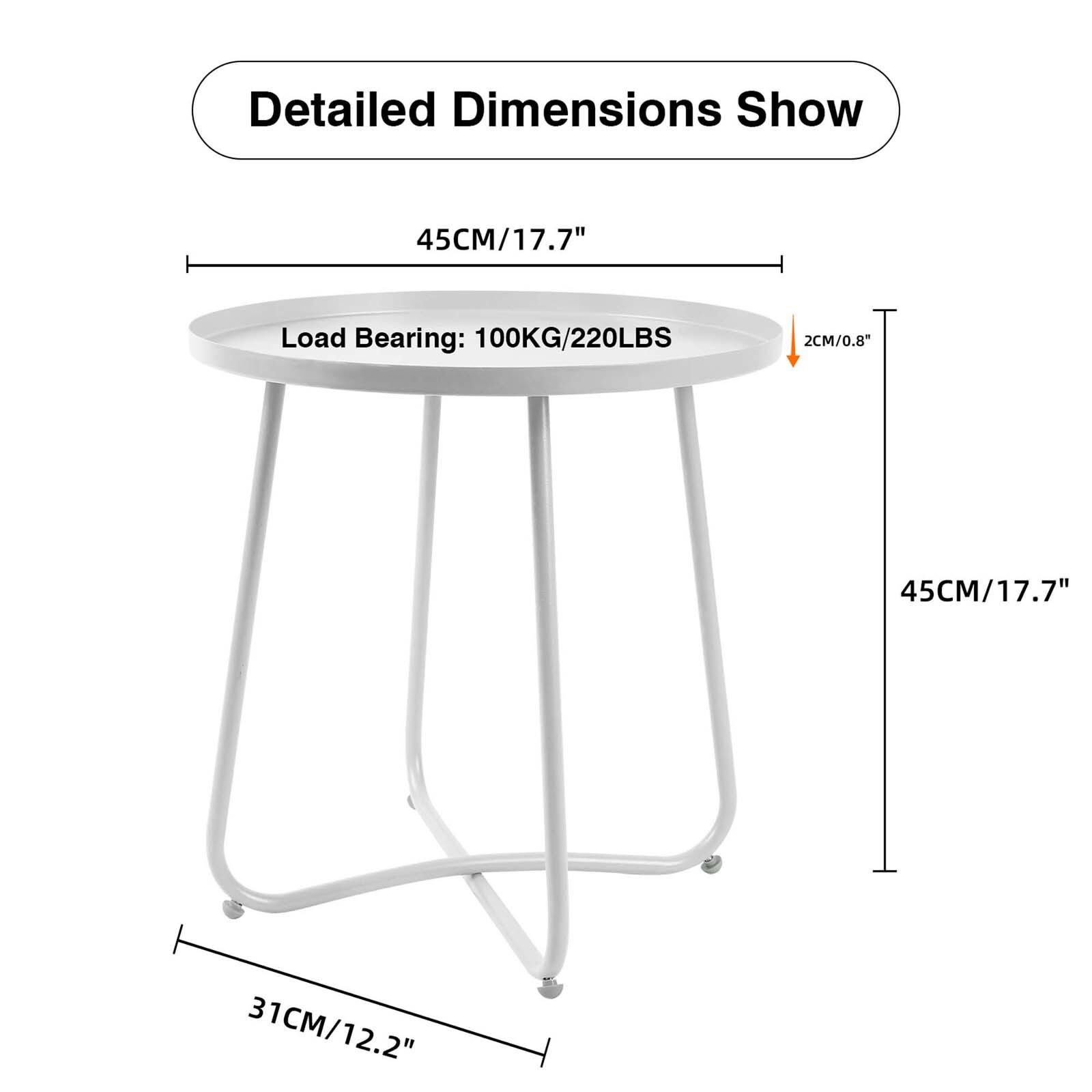 Patio Outdoor Side Tables Small Round Metal End Table Portable Indoor Garden gallery