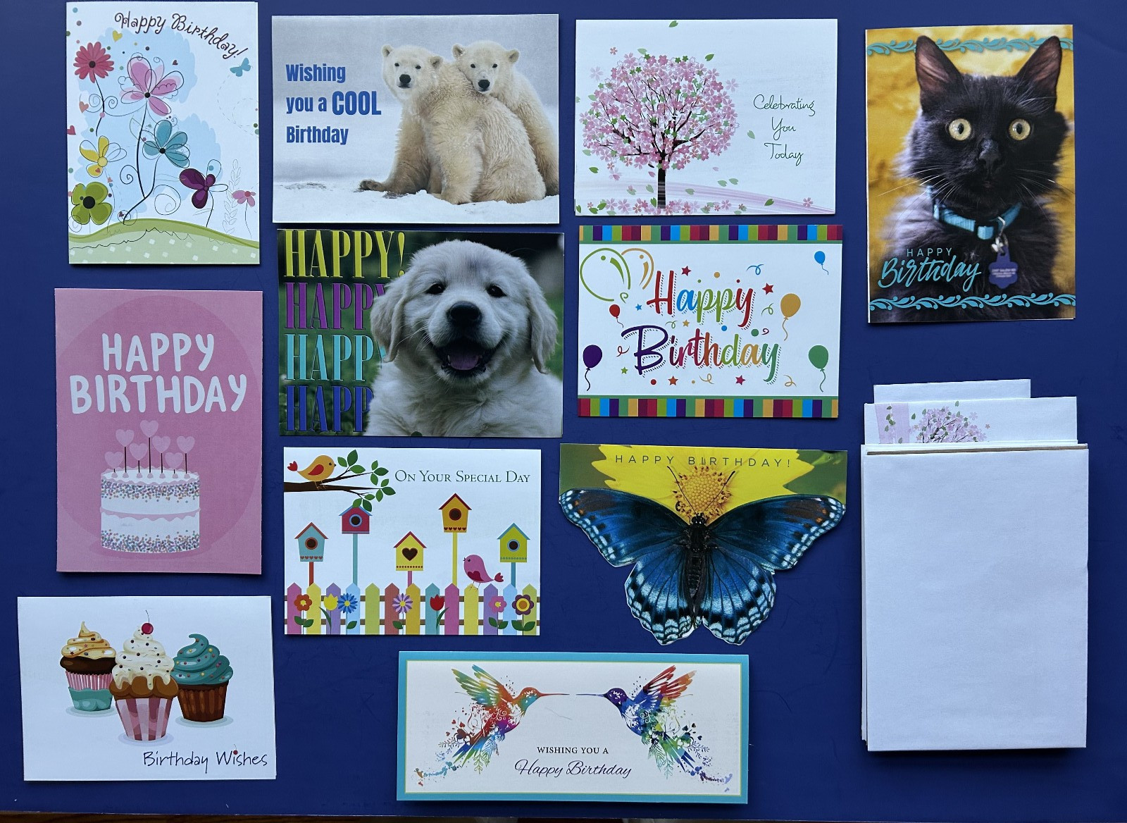 11 DIFFRENT DESIGNED ANIMAL BIRTHDAY CARDS, ASSORTED THEMES + ENVELOPES, gallery