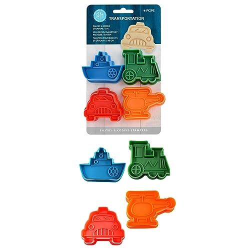 R&m Transportation Theme Cookie Cutter Stamper 4 Piece Set Assorted Colors Train gallery