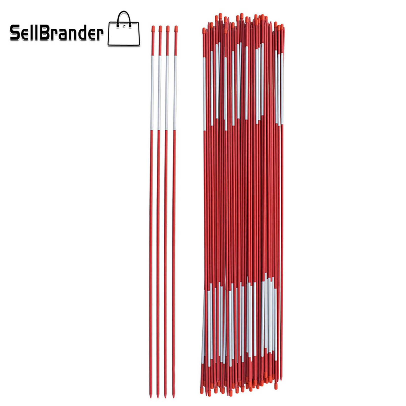 100 Pack 48" Reflective Driveway Markers Fiberglass Poles Red Plowing Stakes gallery