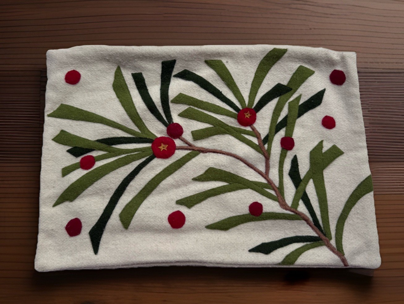 Crate&Barrel Alpine Wool Blend Accent Pillow Cover 12x17” Green Red Ivory Winter gallery