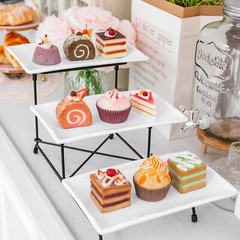 Plastic Serving Tray Dessert Display Stand Dinnerware Rack Platters Metal Stand