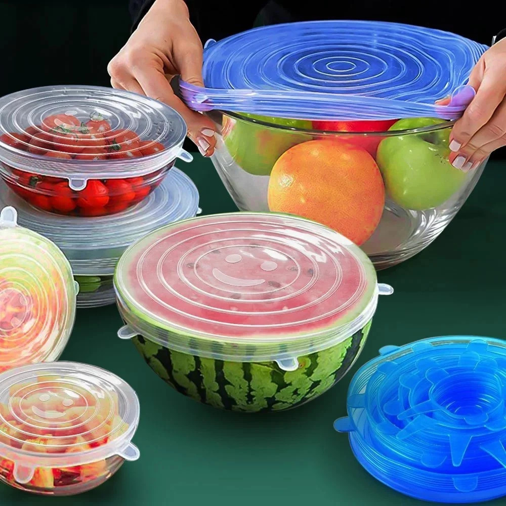 6Pcs Stretch Silicone Lids Bowl Reusable Kitchen Food Storage Wrap Sealing Cover gallery