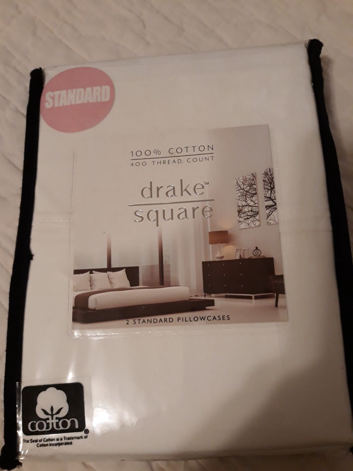 Drake Square White Standard 100% Cotton 400TC Soft Smooth Touch Pillowcases NEW gallery