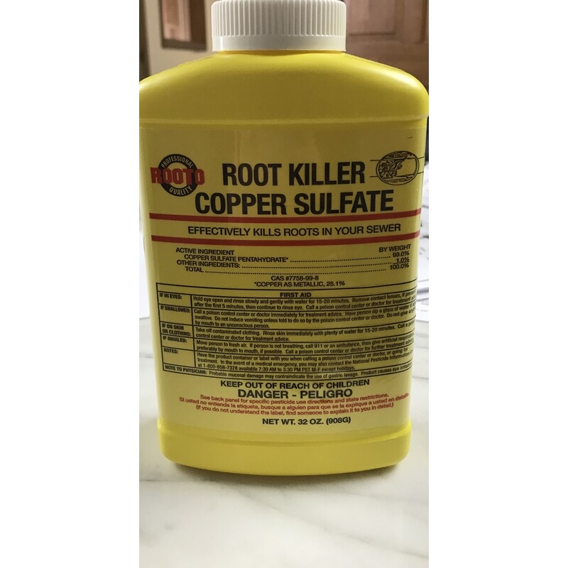 Rooto Crystal ROOT KILLER 32 oz Copper Sulphate Drain Sewer Destroy Prevent 1185 gallery