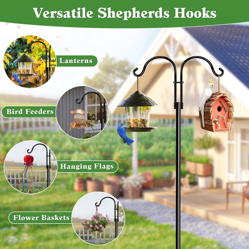 LWWTBS Double Shepherds Hooks for Outdoor (1Pack,76 inch) Heavy Duty Adjustab... gallery