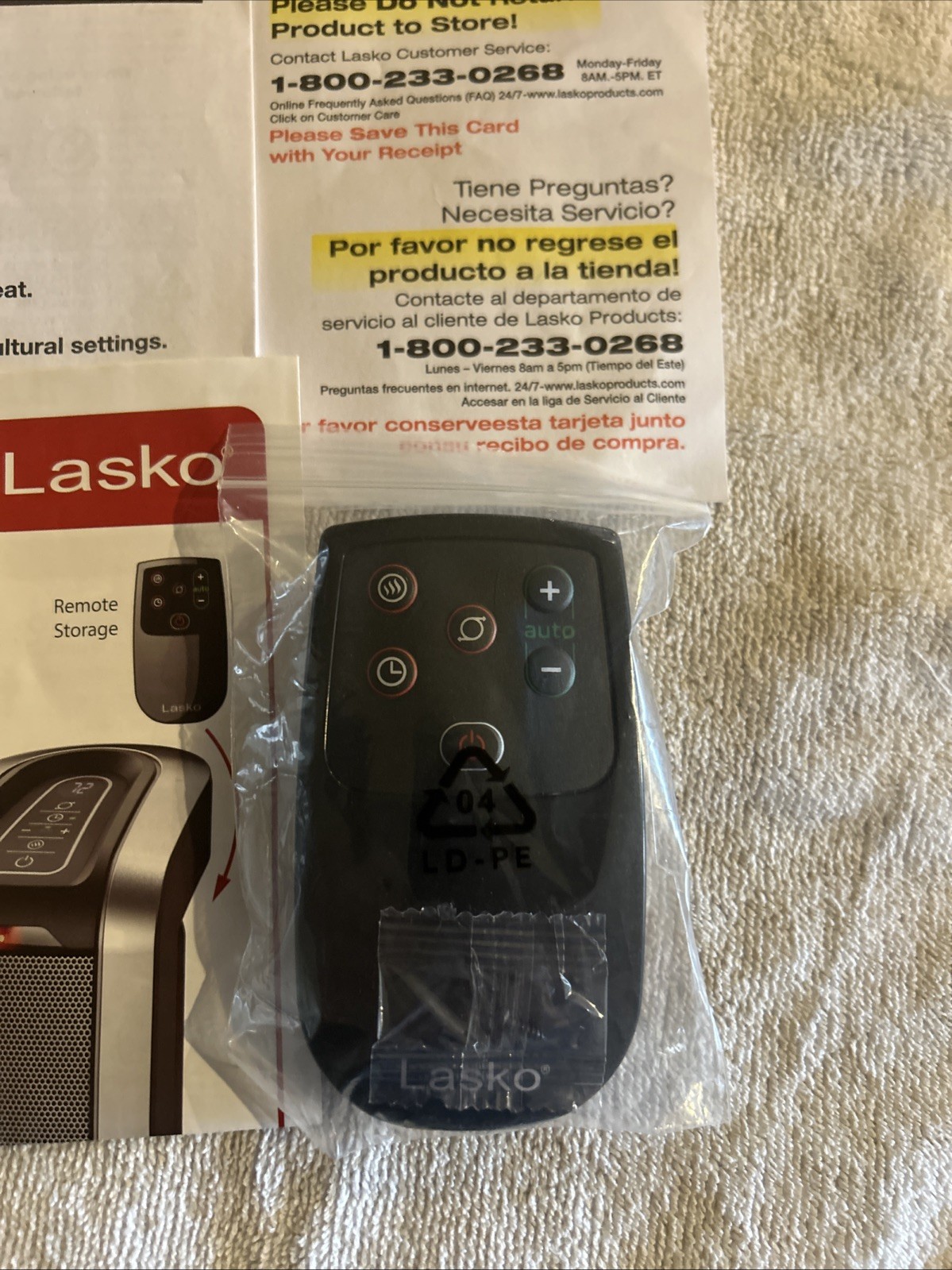 Lasko Oscillating Tower Heater Remote Control 5160-CT22425 gallery