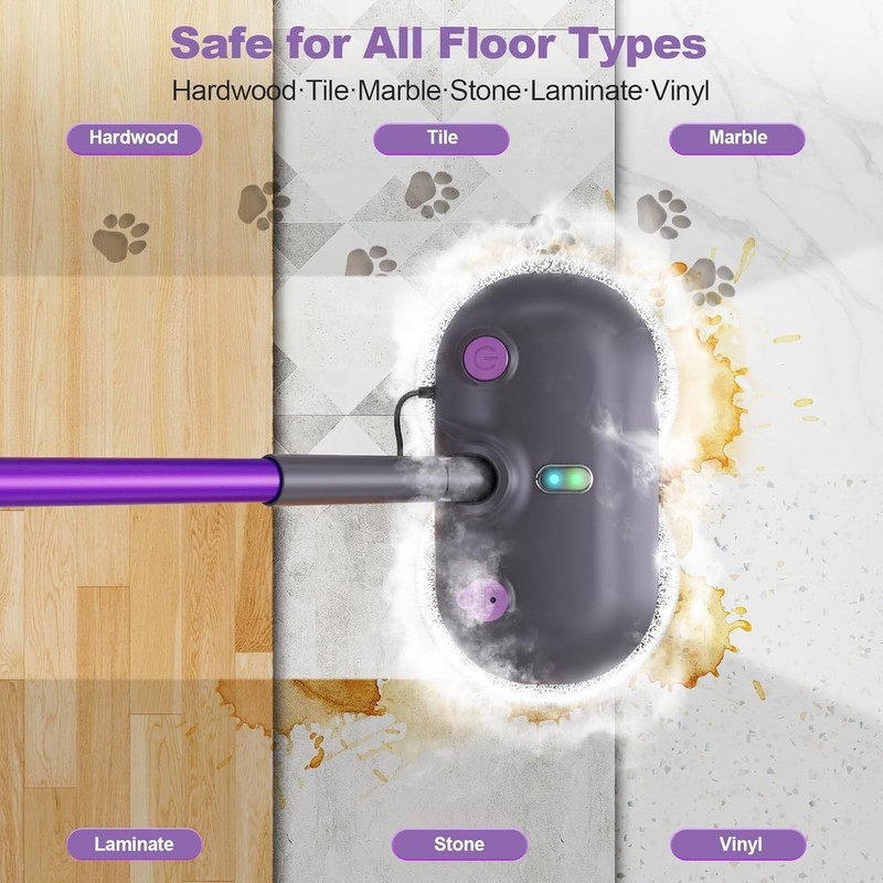 Scrubbing Steam Mop with Rotating Pads,All-In-One Spin Steam Cleaner for Floor C gallery